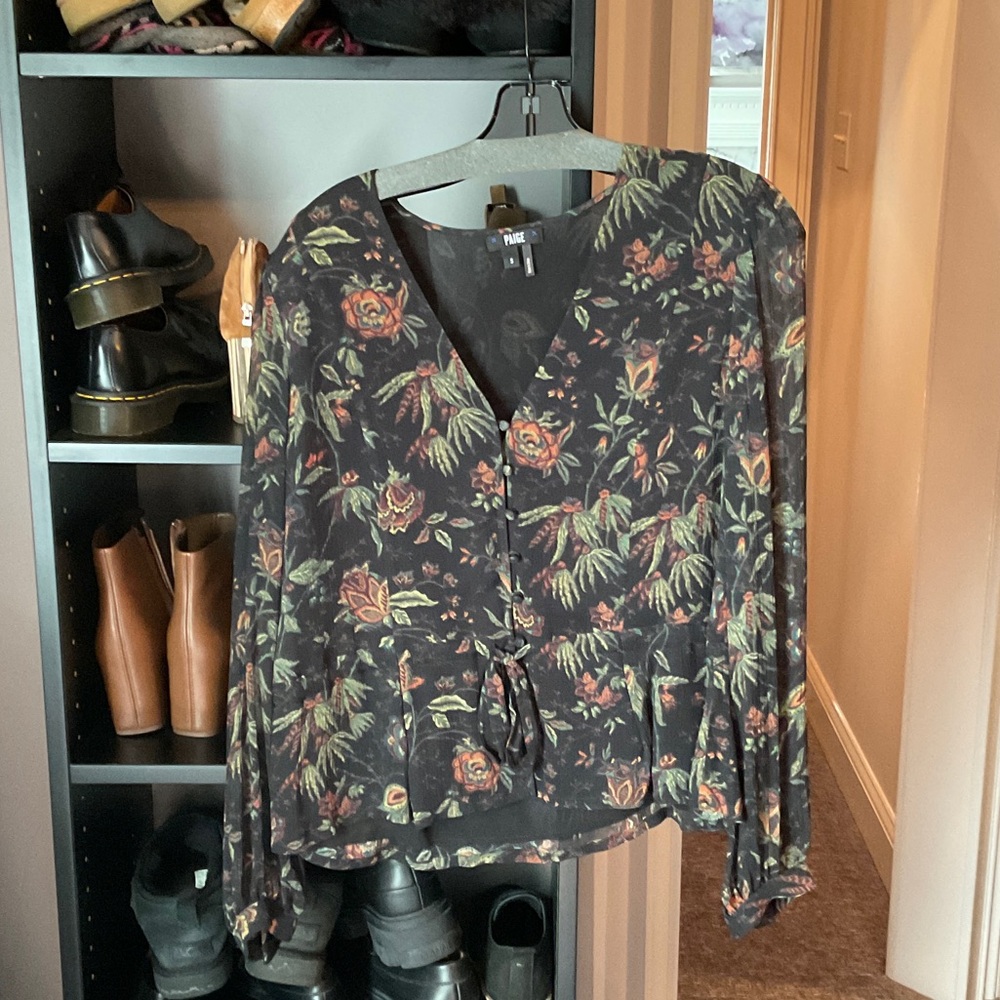 PAIGE Black Floral Blouse